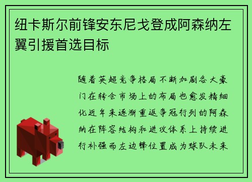 纽卡斯尔前锋安东尼戈登成阿森纳左翼引援首选目标